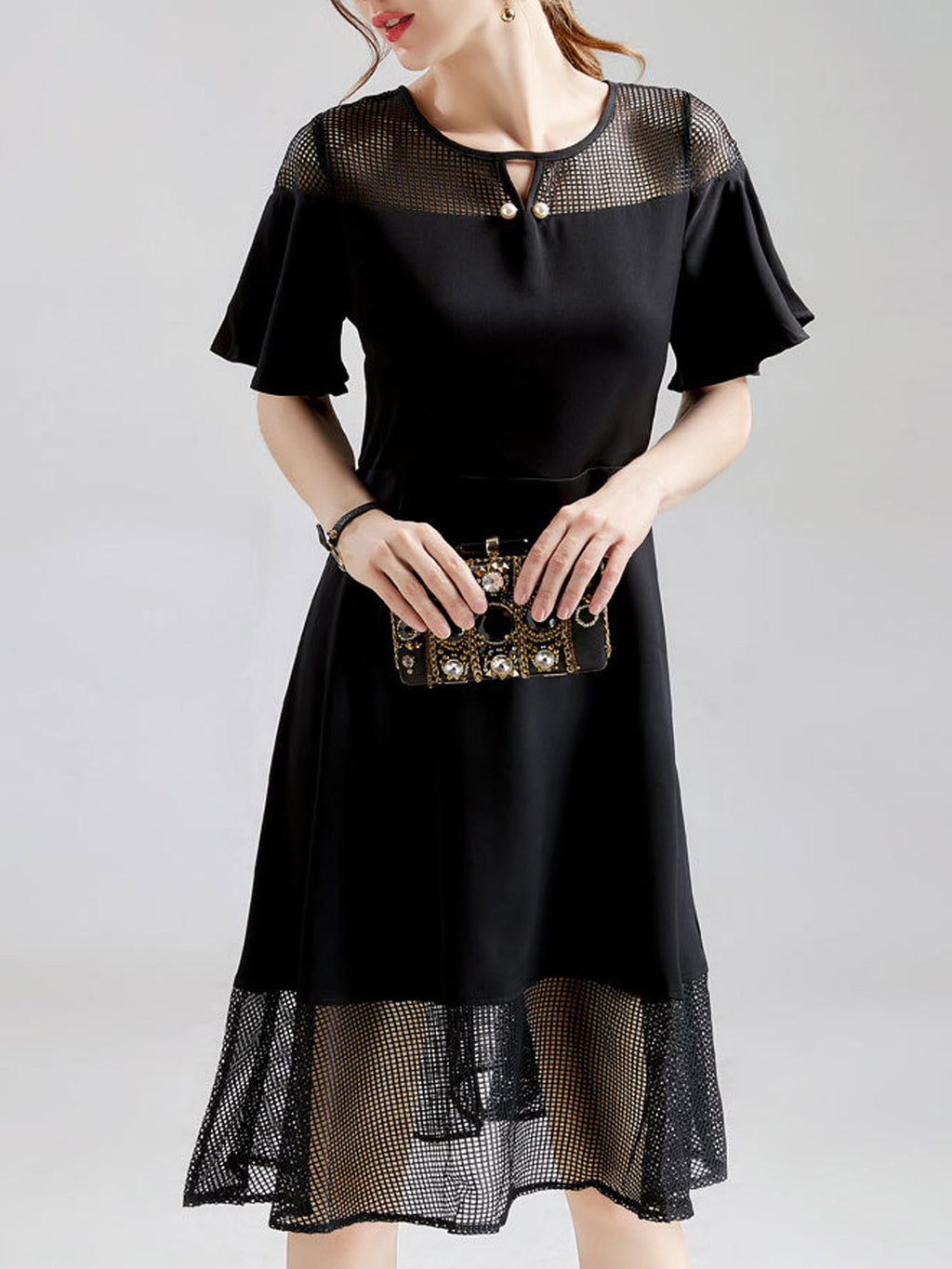 Women Round Neck High Low Hem Stylish Top