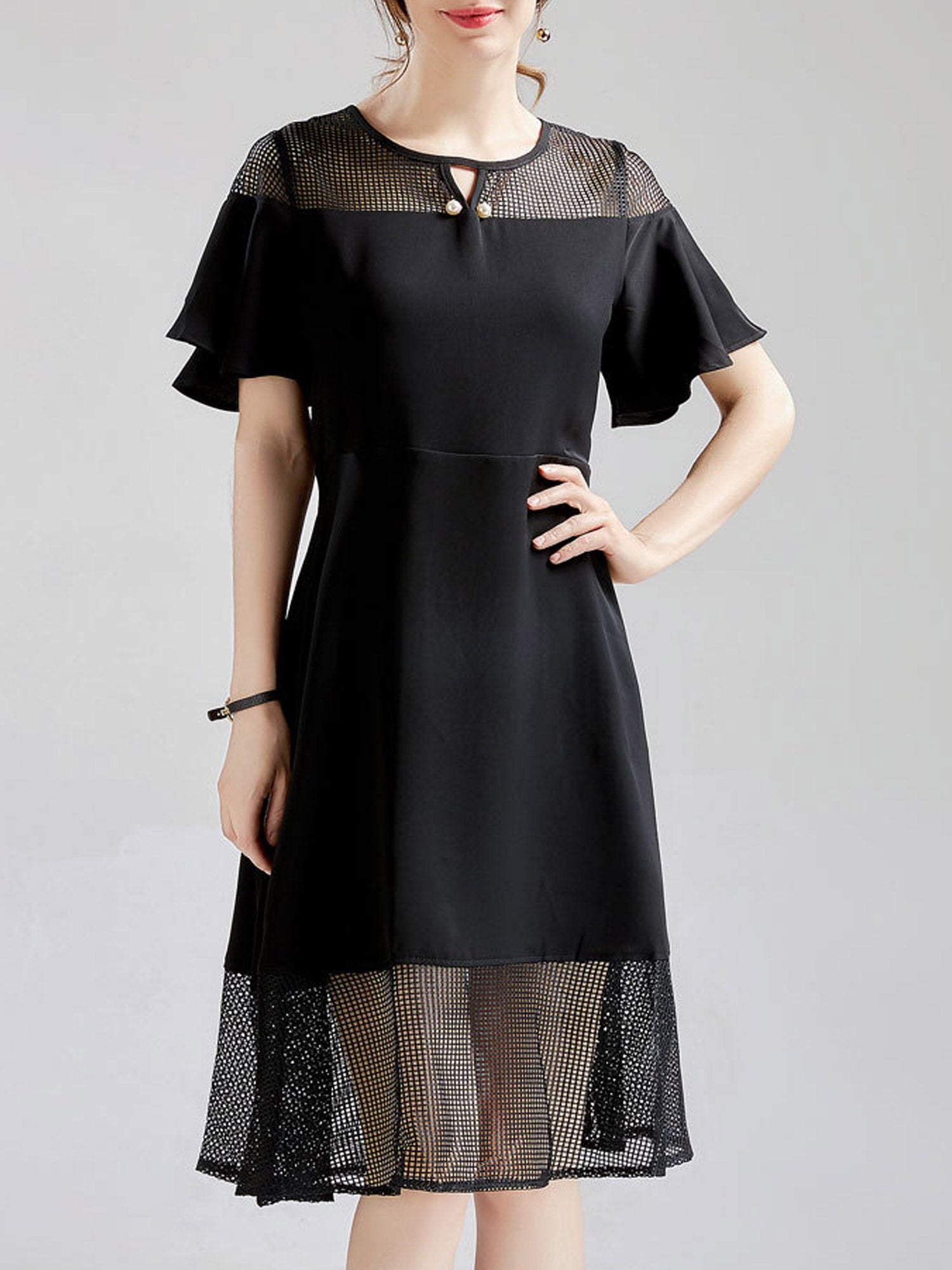 Women Round Neck High Low Hem Stylish Top