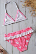 Kids Girls Cute Halter Bra Printed Bikini Set