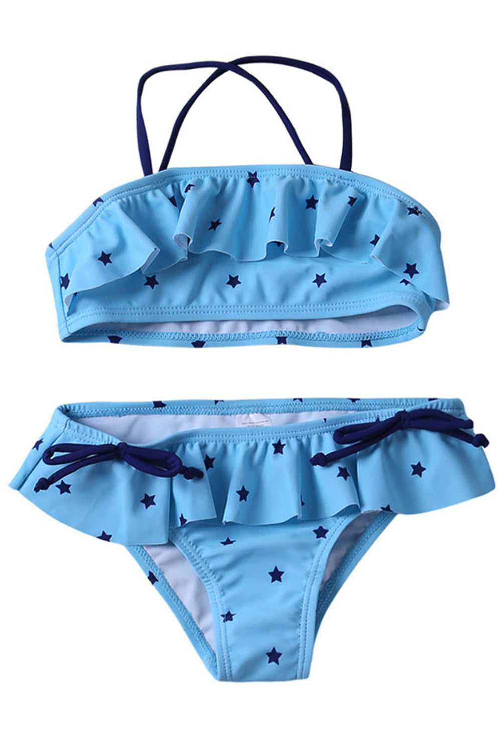 Kids Girls Star Printed Ruffled Bathing Suit