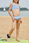 Kids Girls Halter Top Ruffled Bottom Swim Set
