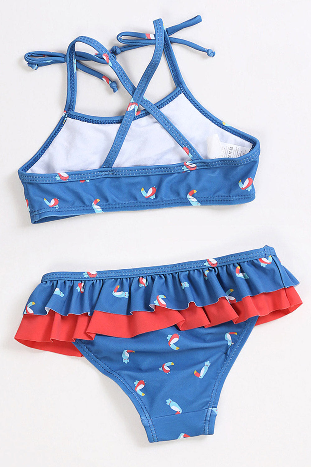Kids Girls Ruffled Top & Bottom Swim Set