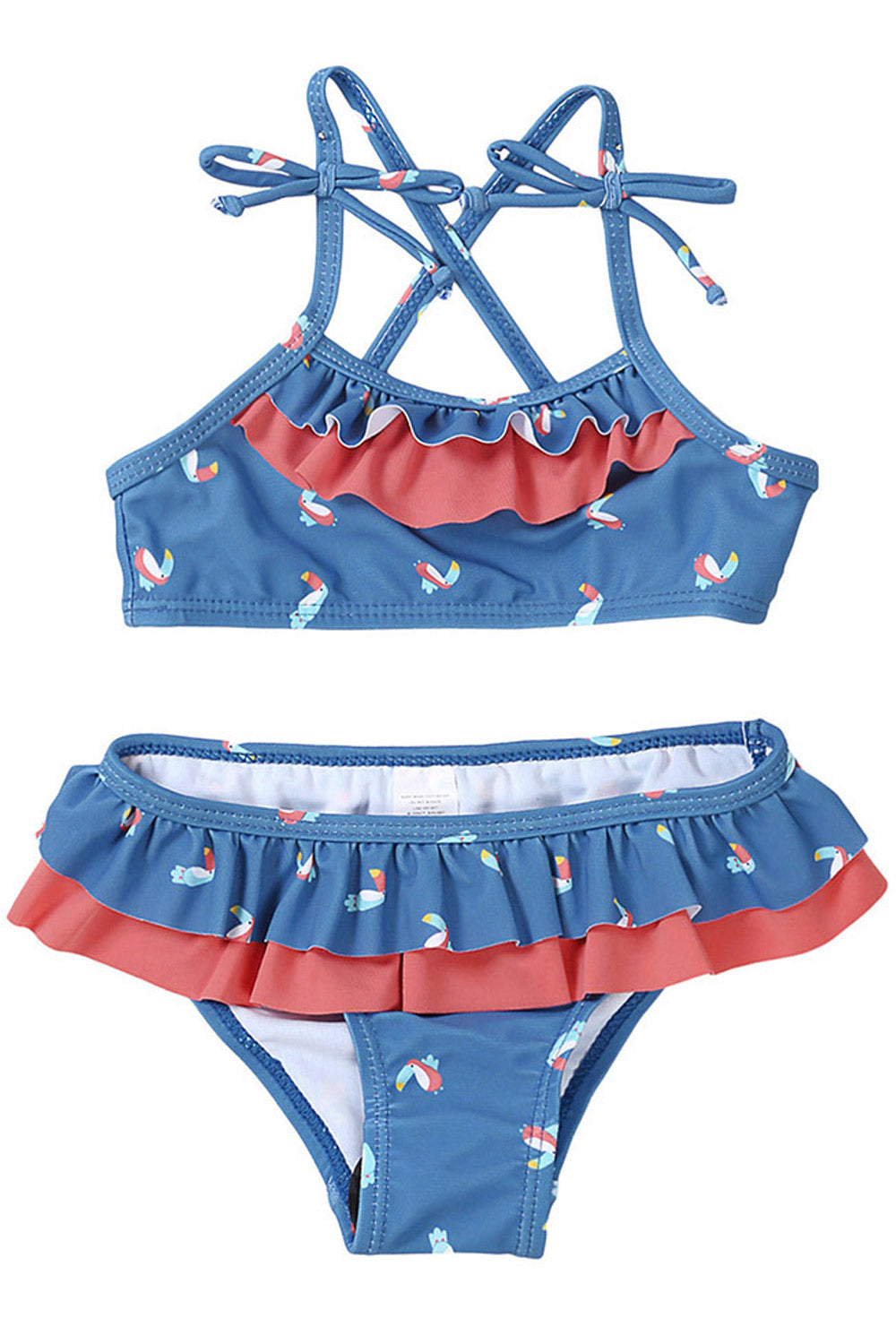 Kids Girls Ruffled Top & Bottom Swim Set