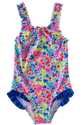 Kids Girls Triangle Ruffled One Piece Holiday Swimwear