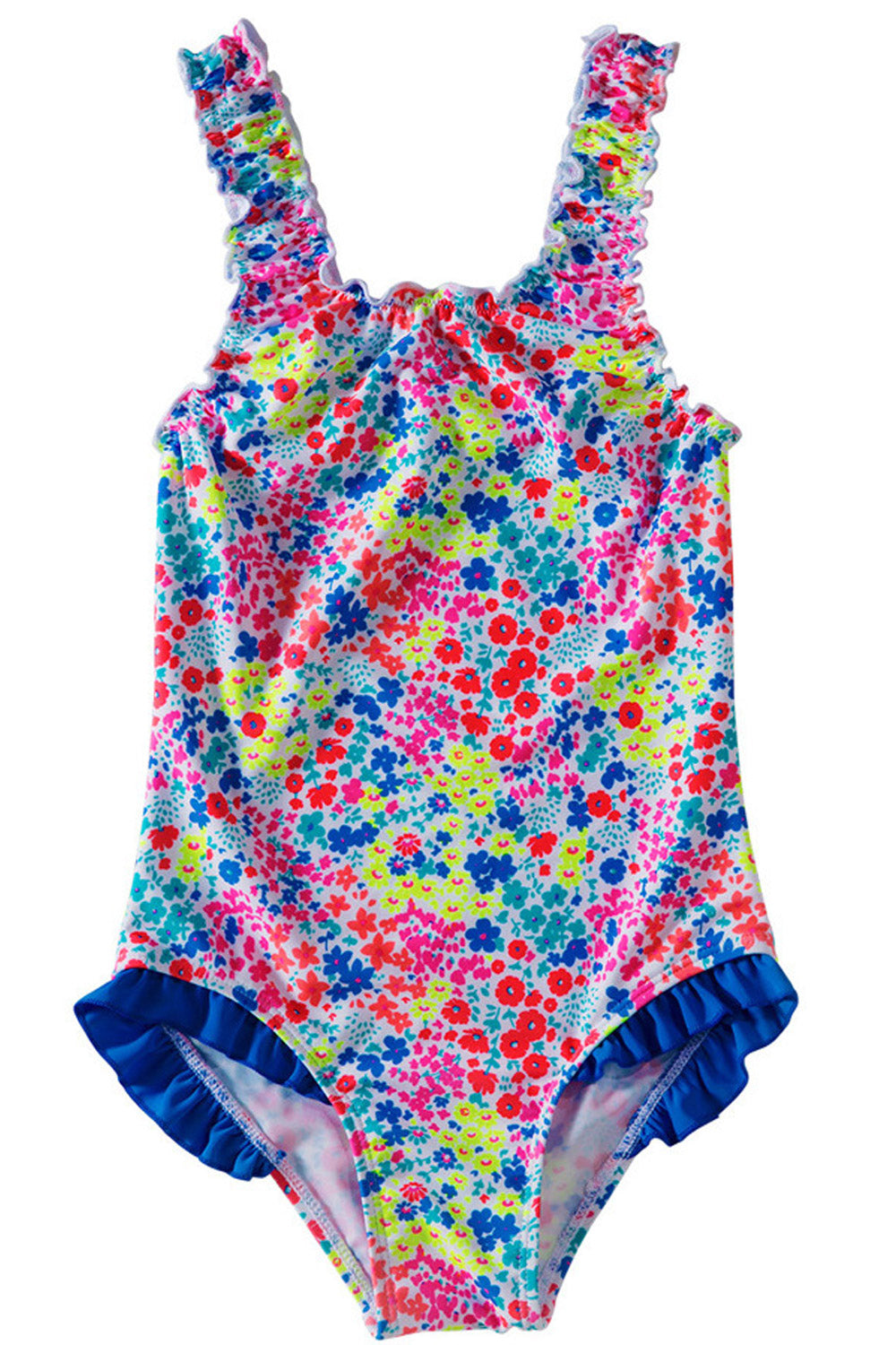 Kids Girls Triangle Ruffled One Piece Holiday Swimwear