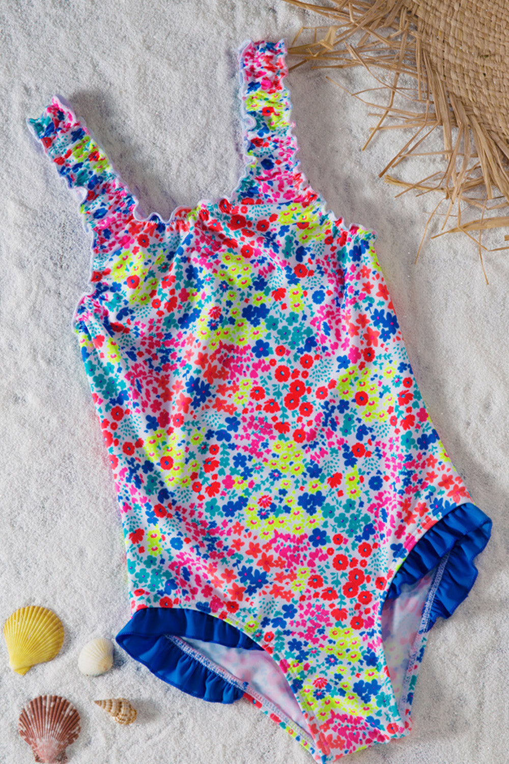 Kids Girls Triangle Ruffled One Piece Holiday Swimwear