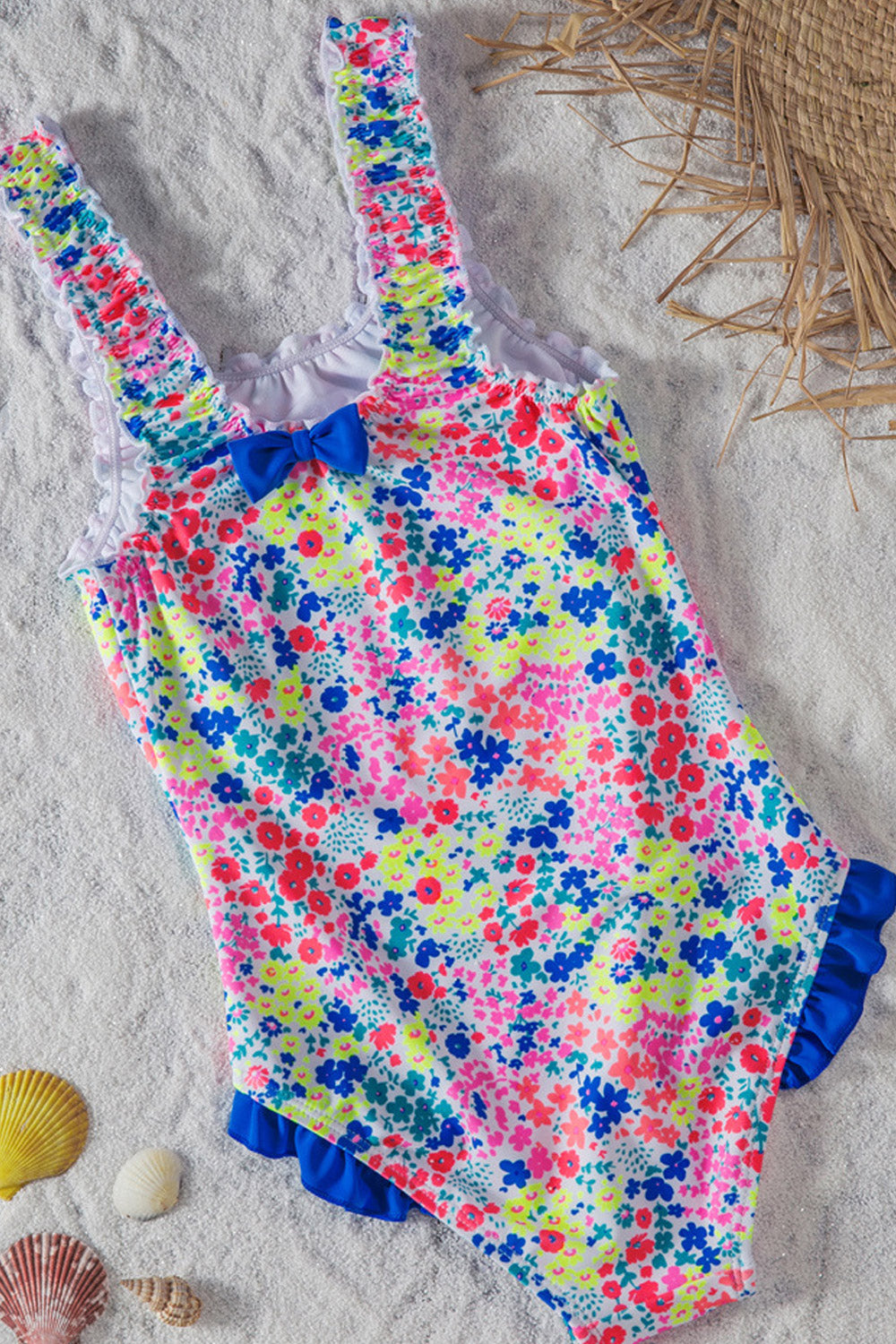 Kids Girls Triangle Ruffled One Piece Holiday Swimwear