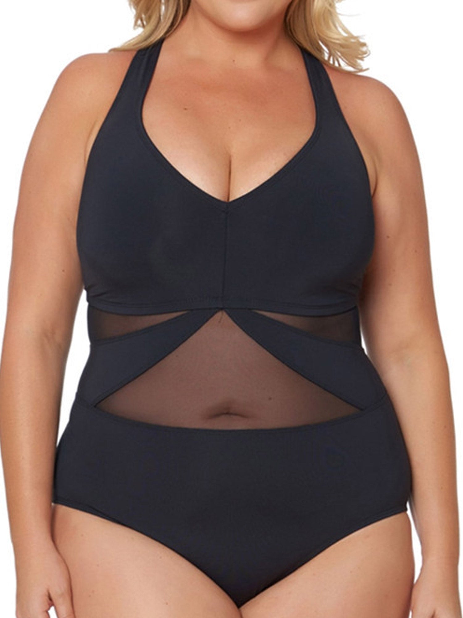 Women Keyhole Printed Top Solid Panty Swim Set