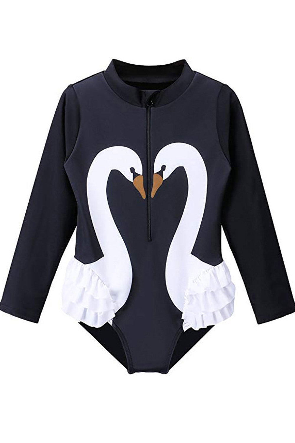 Toddler Baby Girls Small Collar Zipper One Piece Swimwear