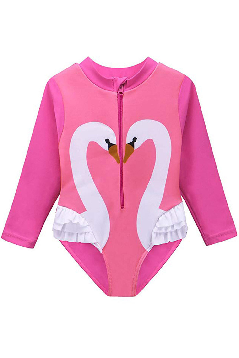Toddler Baby Girls Small Collar Zipper One Piece Swimwear