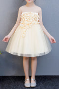 Kids Girls Tiny Flowers Pleated Wedding Party Dress