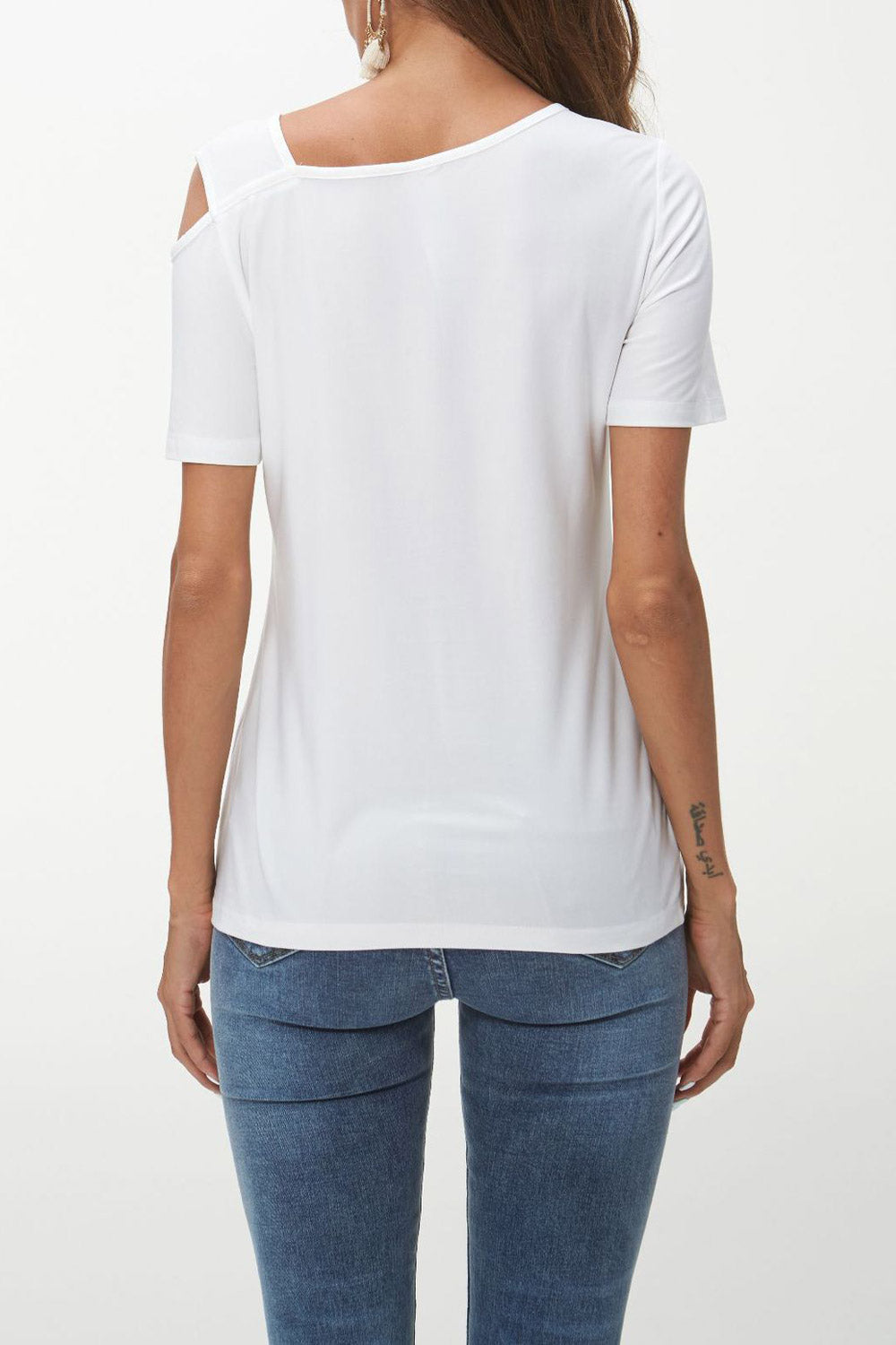 Women Keyhole Neck Solid Pattern Fashion Top