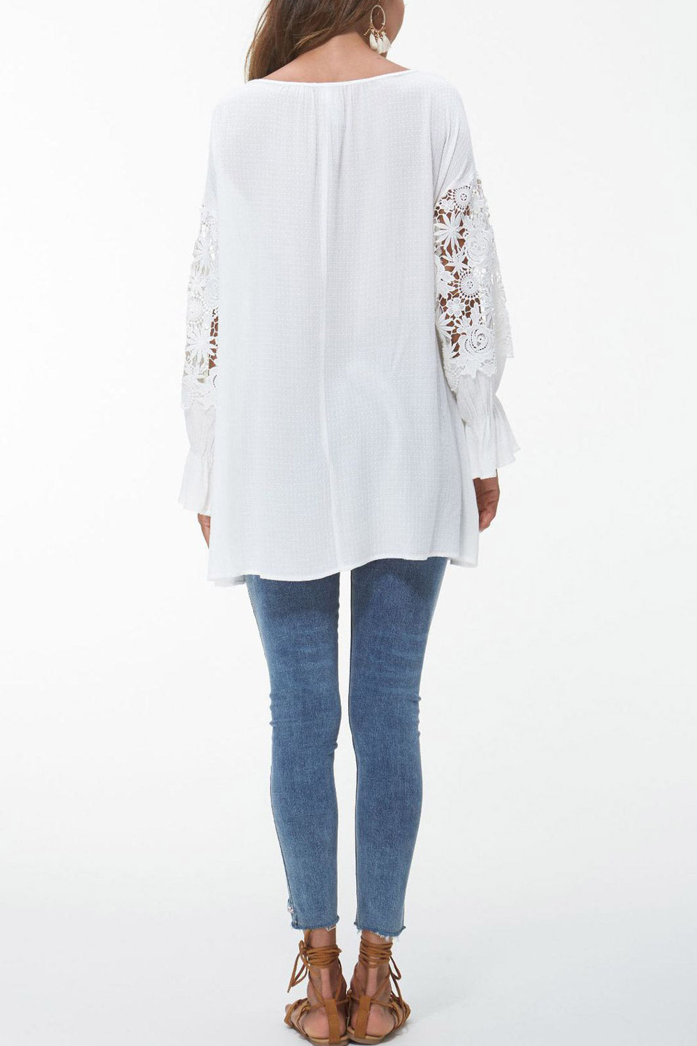 Women Keyhole Strap Neck Loose Casual Top