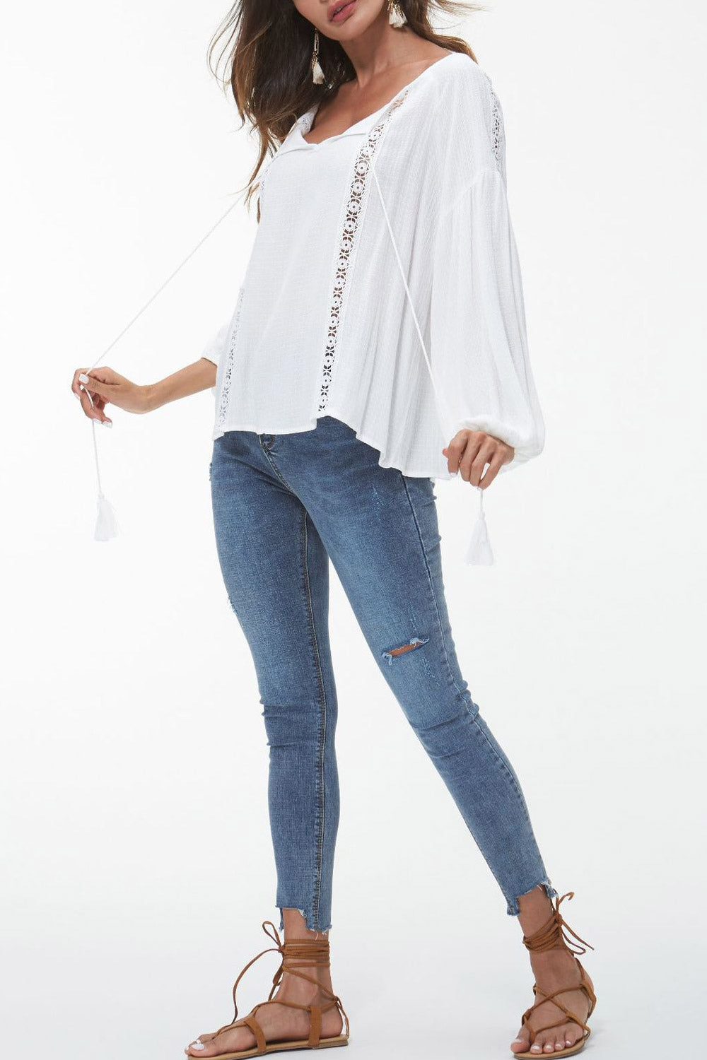 Women Lace Long Sleeved Comfortable Casual Top