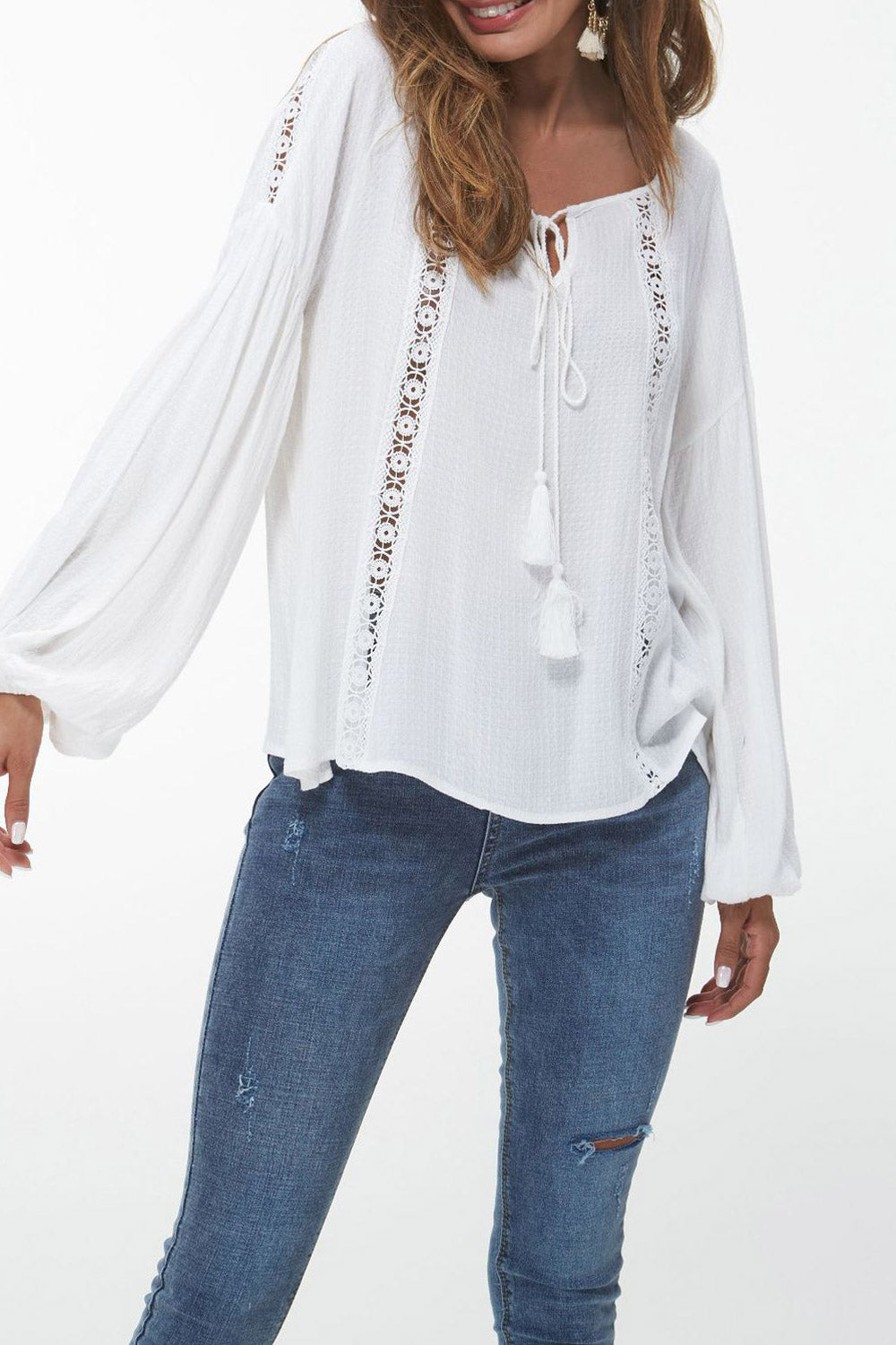 Women Lace Long Sleeved Comfortable Casual Top