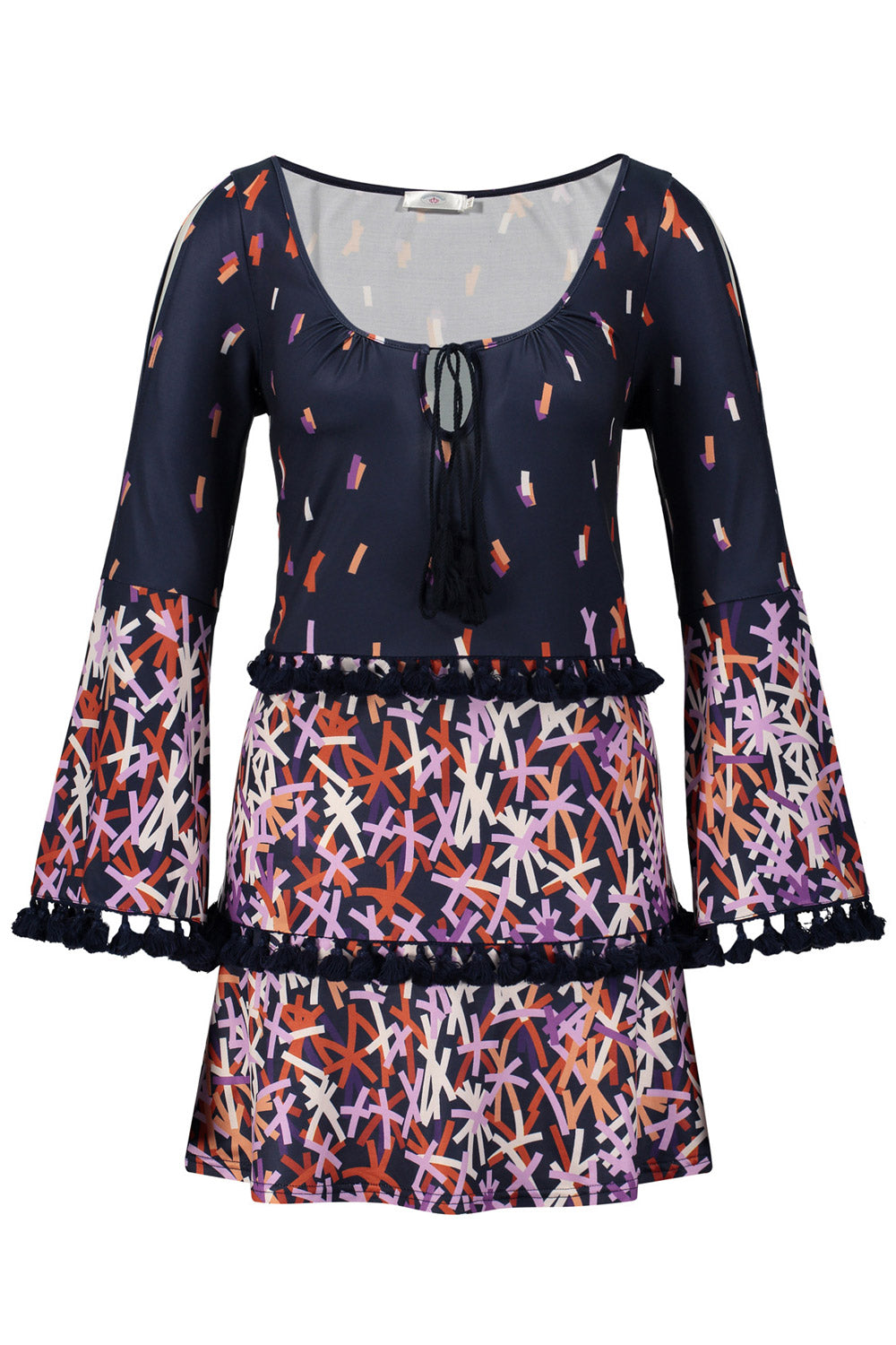 Women Tassel Lace Printed Long Sleeved Top