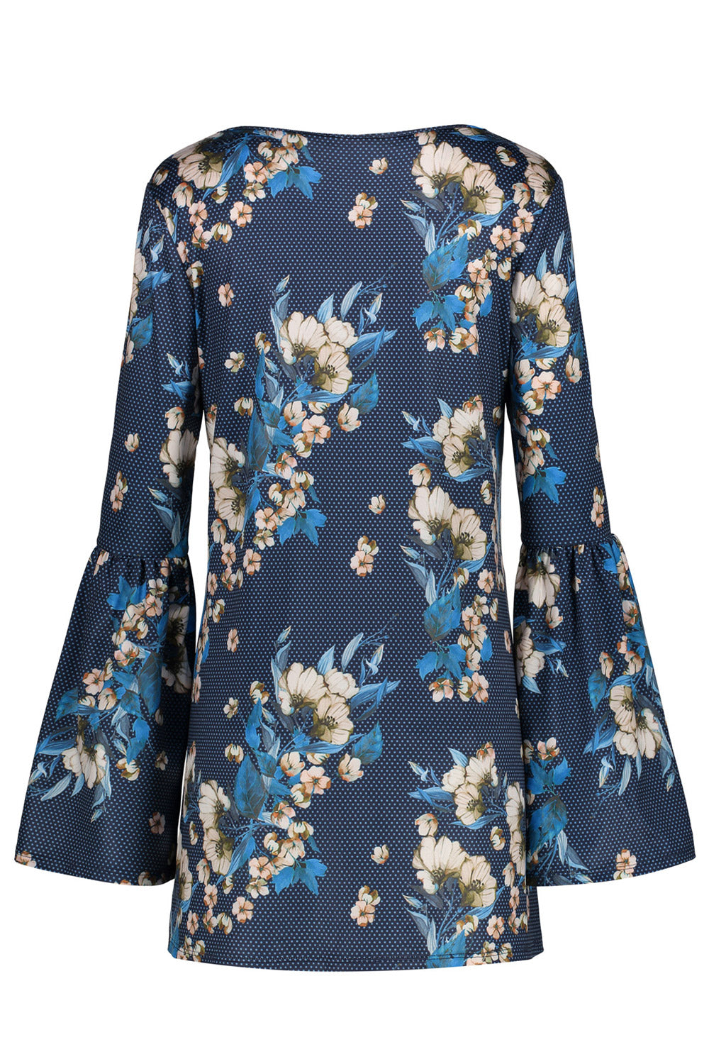 Women Floral Printed Trumpet Sleeve Fashion Top