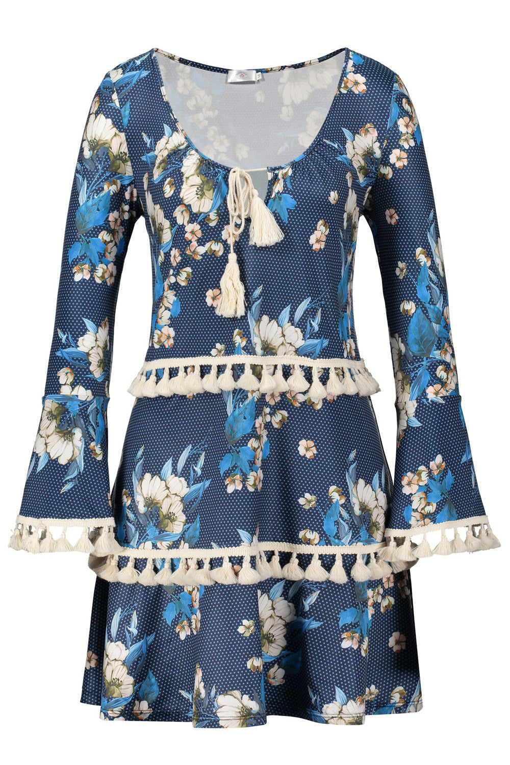 Women Tassel Decorated Long Sleeved Elegant Top