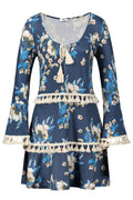 Women Tassel Decorated Long Sleeved Elegant Top