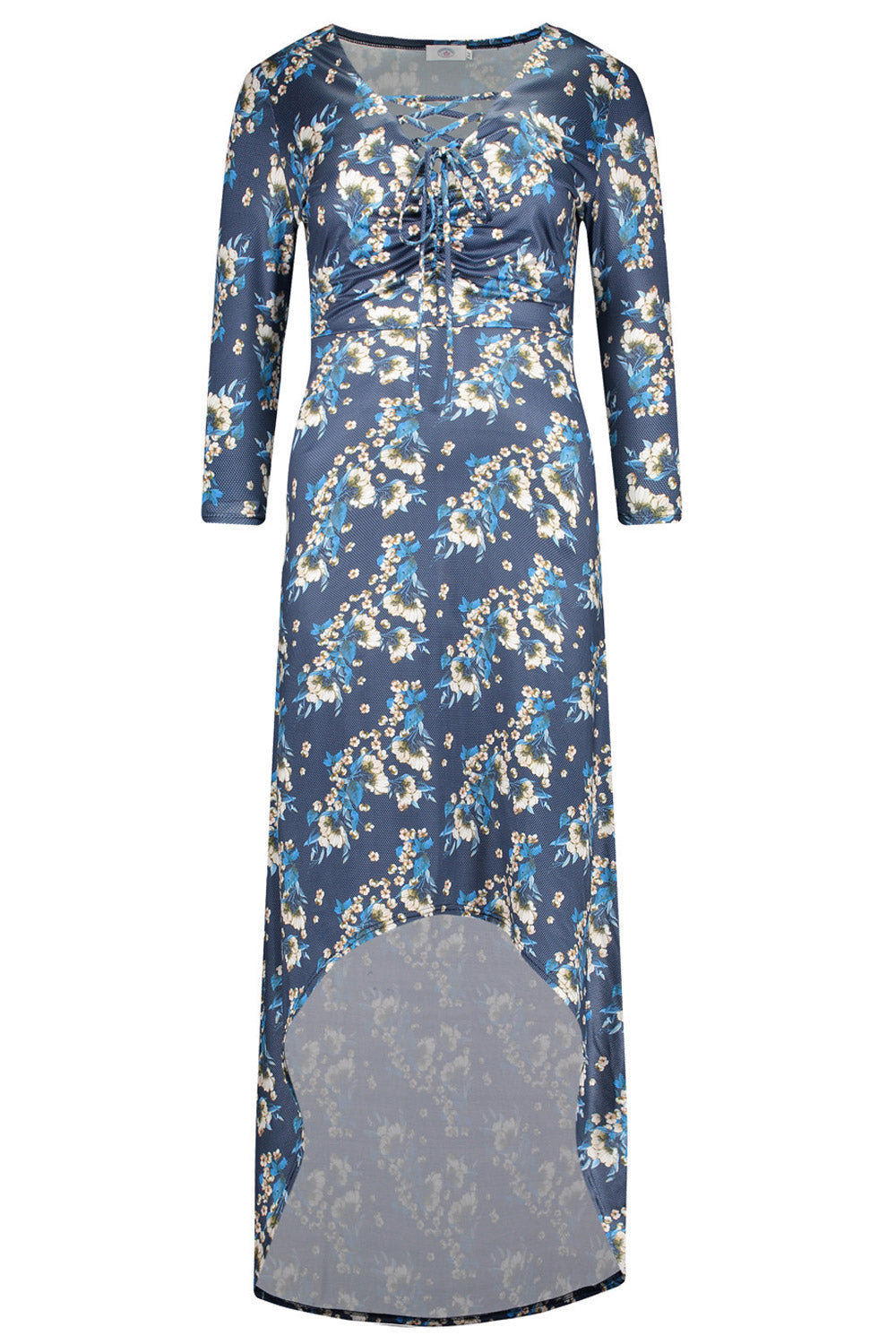 Women Round Neck Floral Printed Irregular Dress