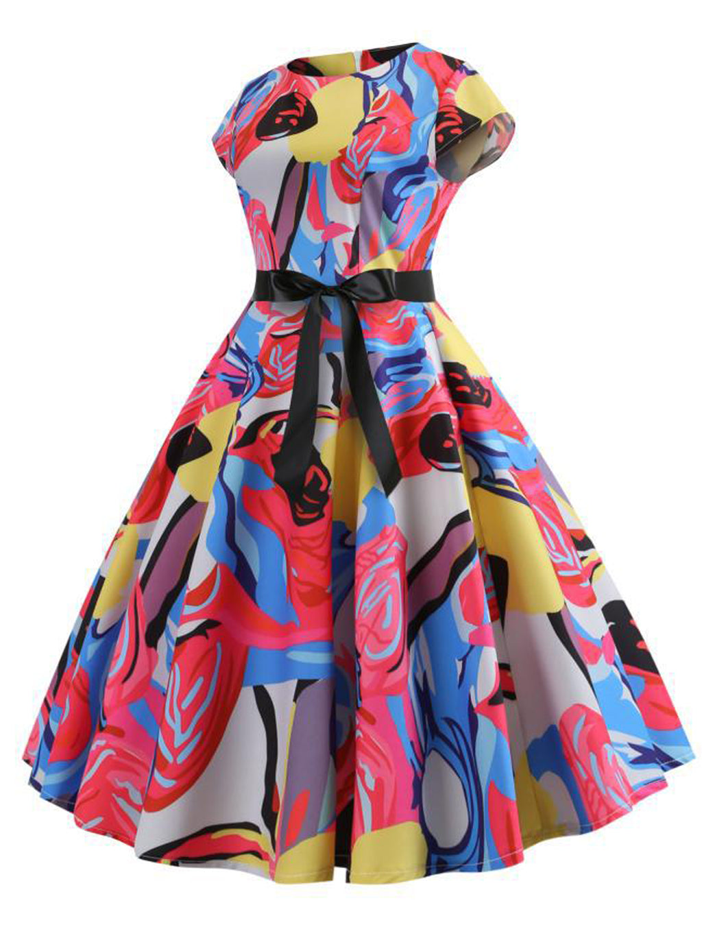 Women Beautiful Sleeveless Printed Swing Dress