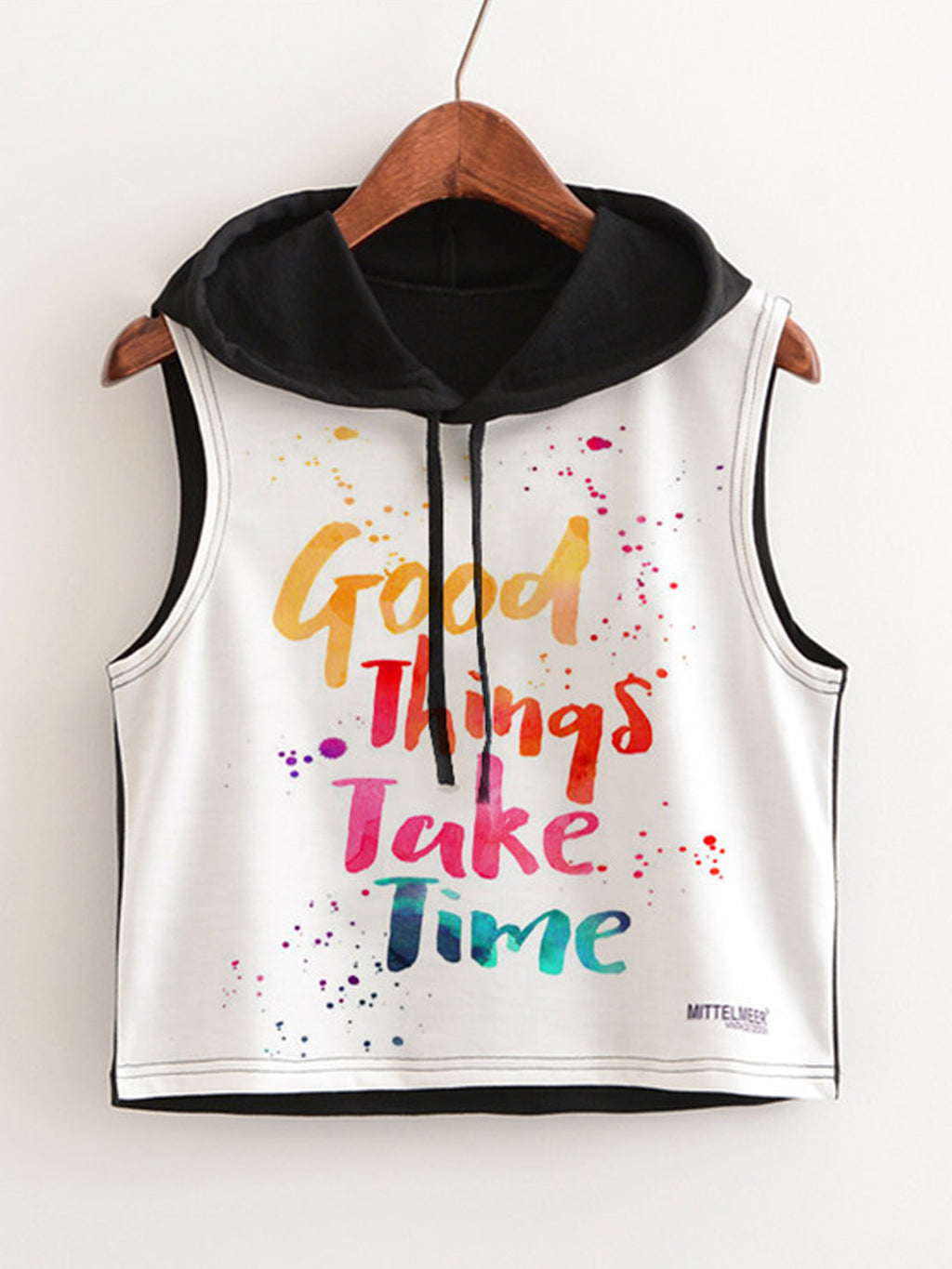 Women Collar Neck Sleeveless Letter Printed Camisole Top