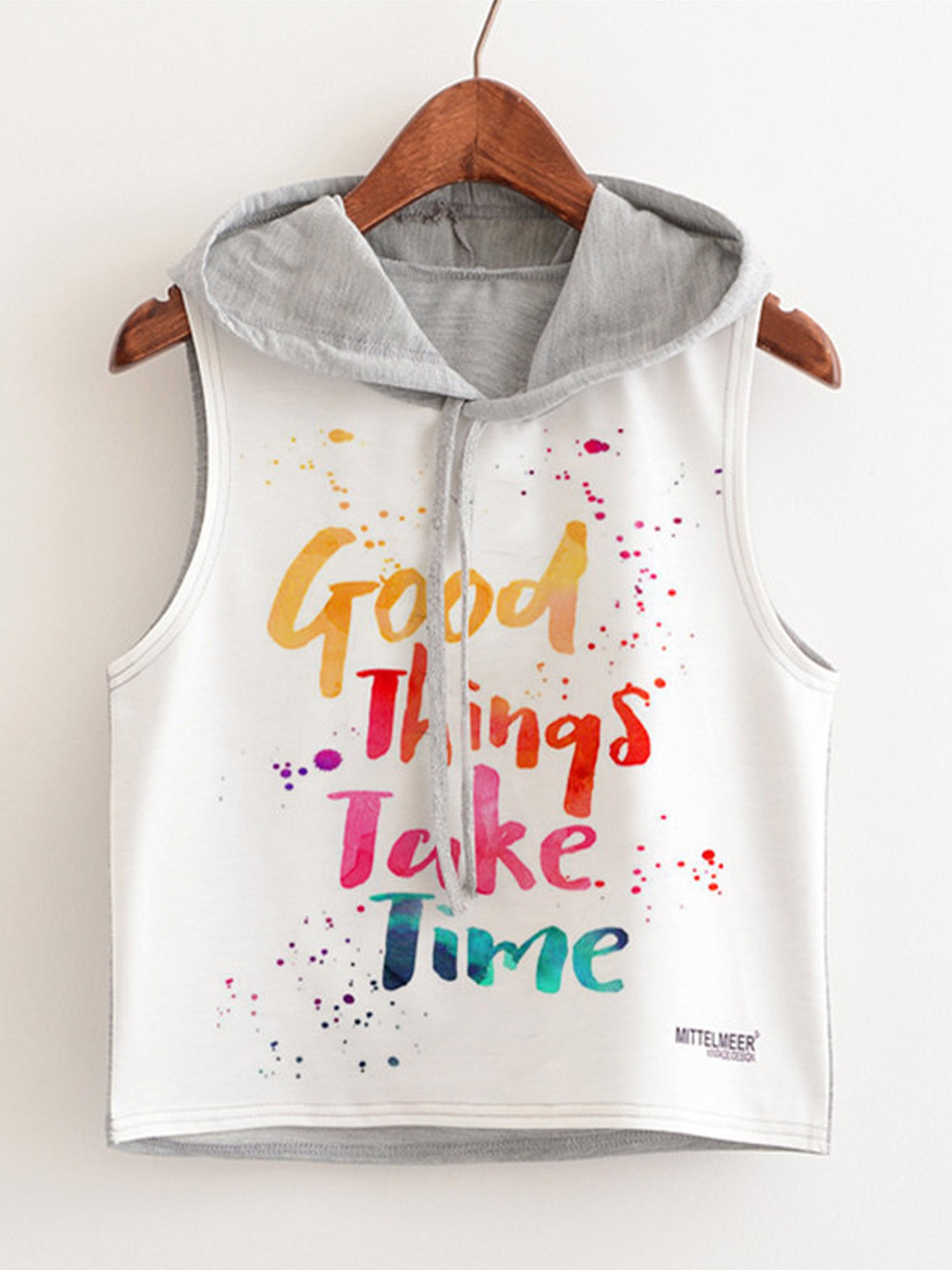 Women Collar Neck Sleeveless Letter Printed Camisole Top