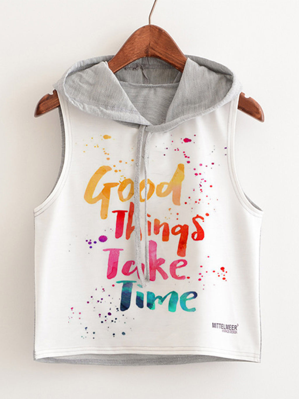 Women Collar Neck Sleeveless Letter Printed Camisole Top