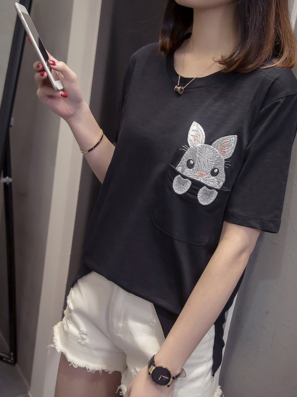Women Embroidered Round Neck Elegant Top