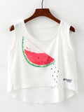 Women Printed Pattern Round Neck Fashion Camisole Top