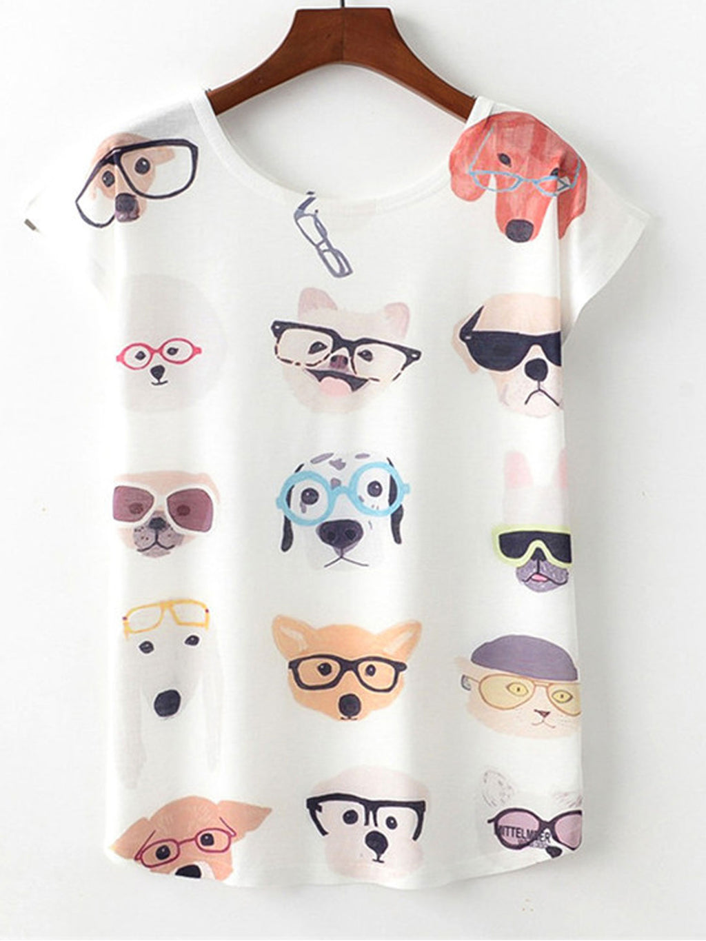 Women Puppy Pattern Loose Short Sleeved T-Shirt