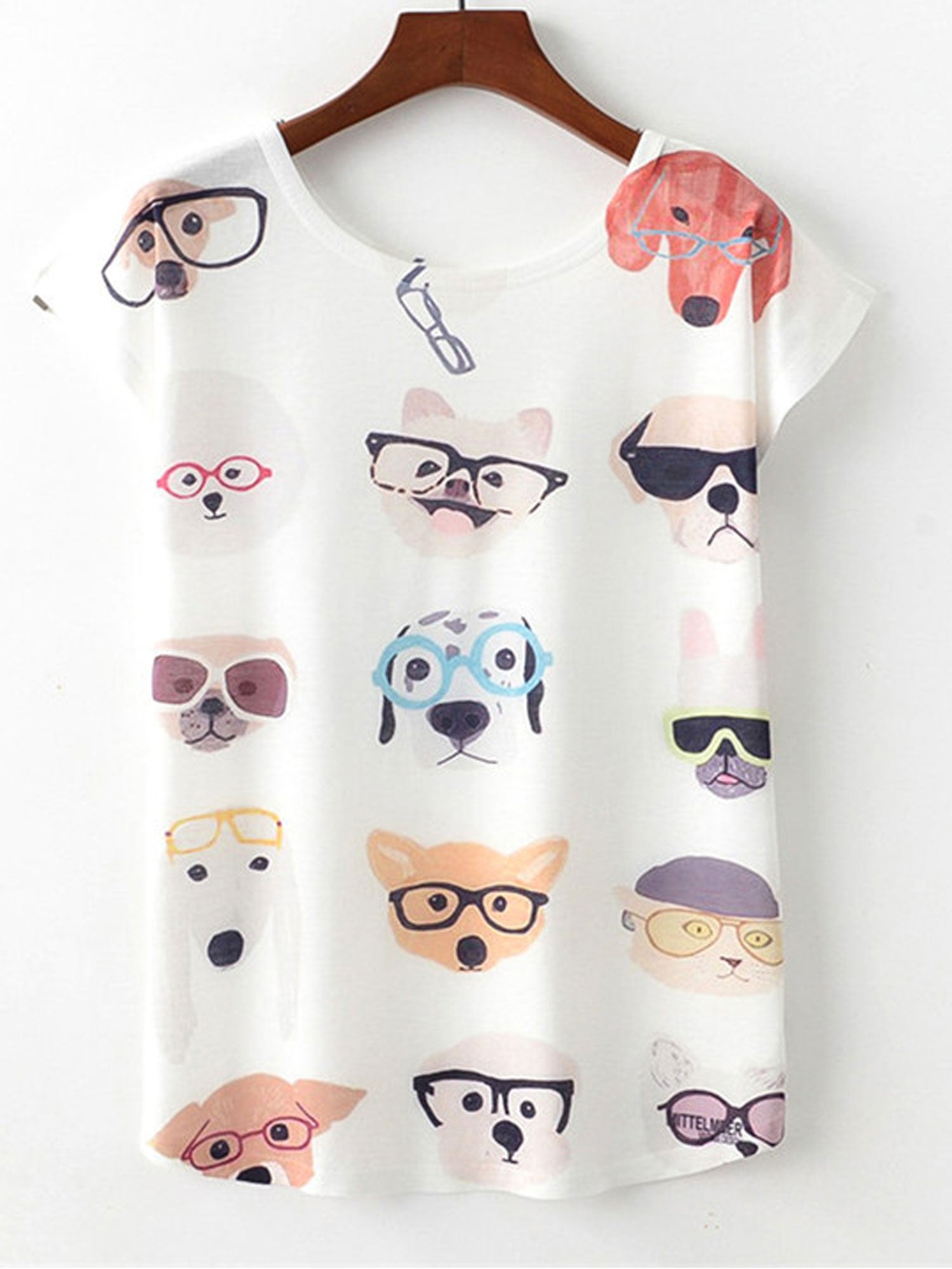 Women Puppy Pattern Loose Short Sleeved T-Shirt