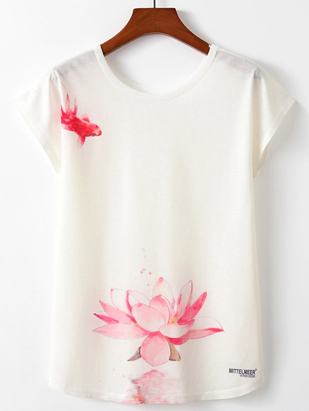 Women Summer Goldfish Print Loose T-Shirt