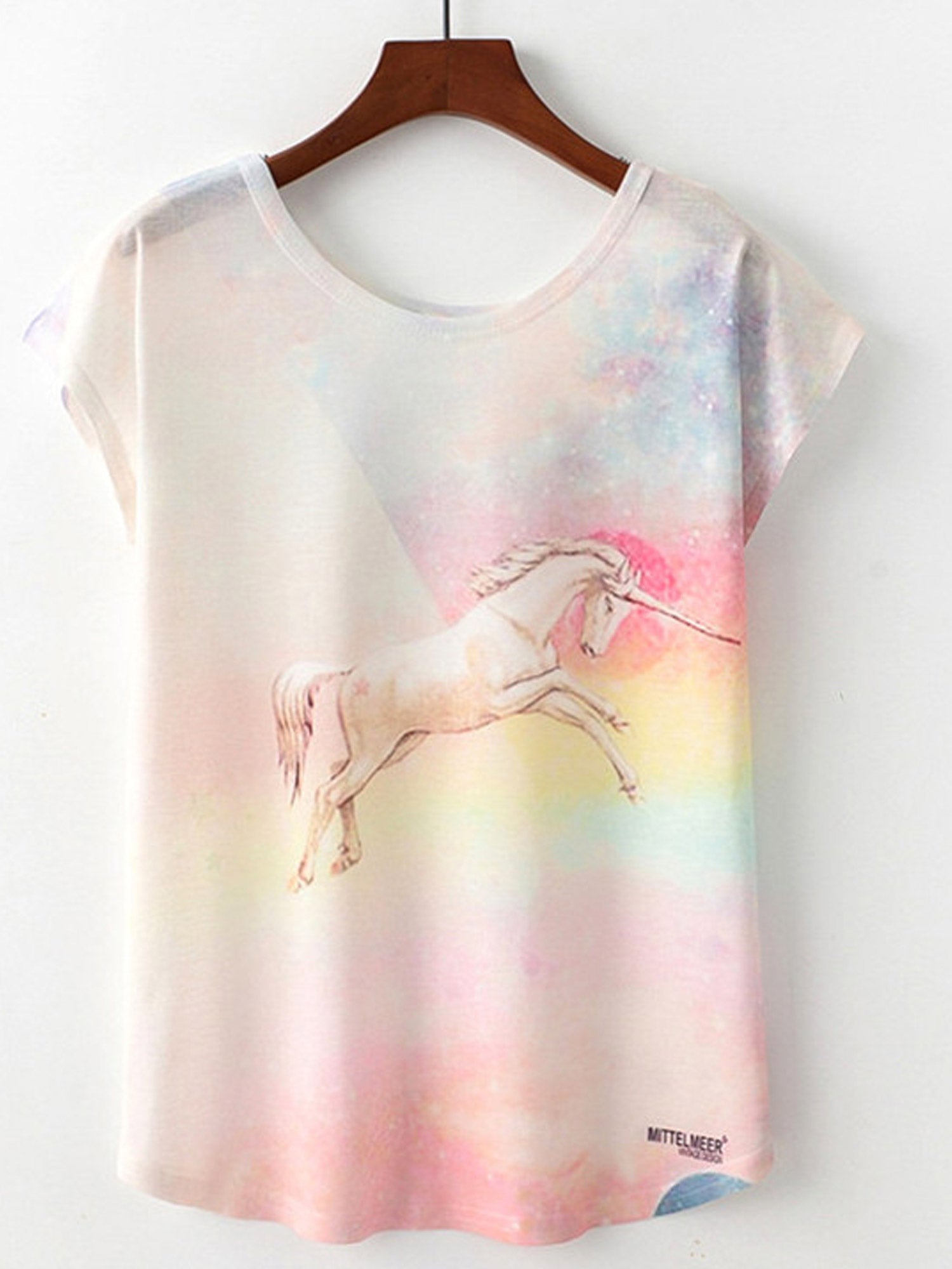 Women Dream Sky Print Loose Casual T-Shirt