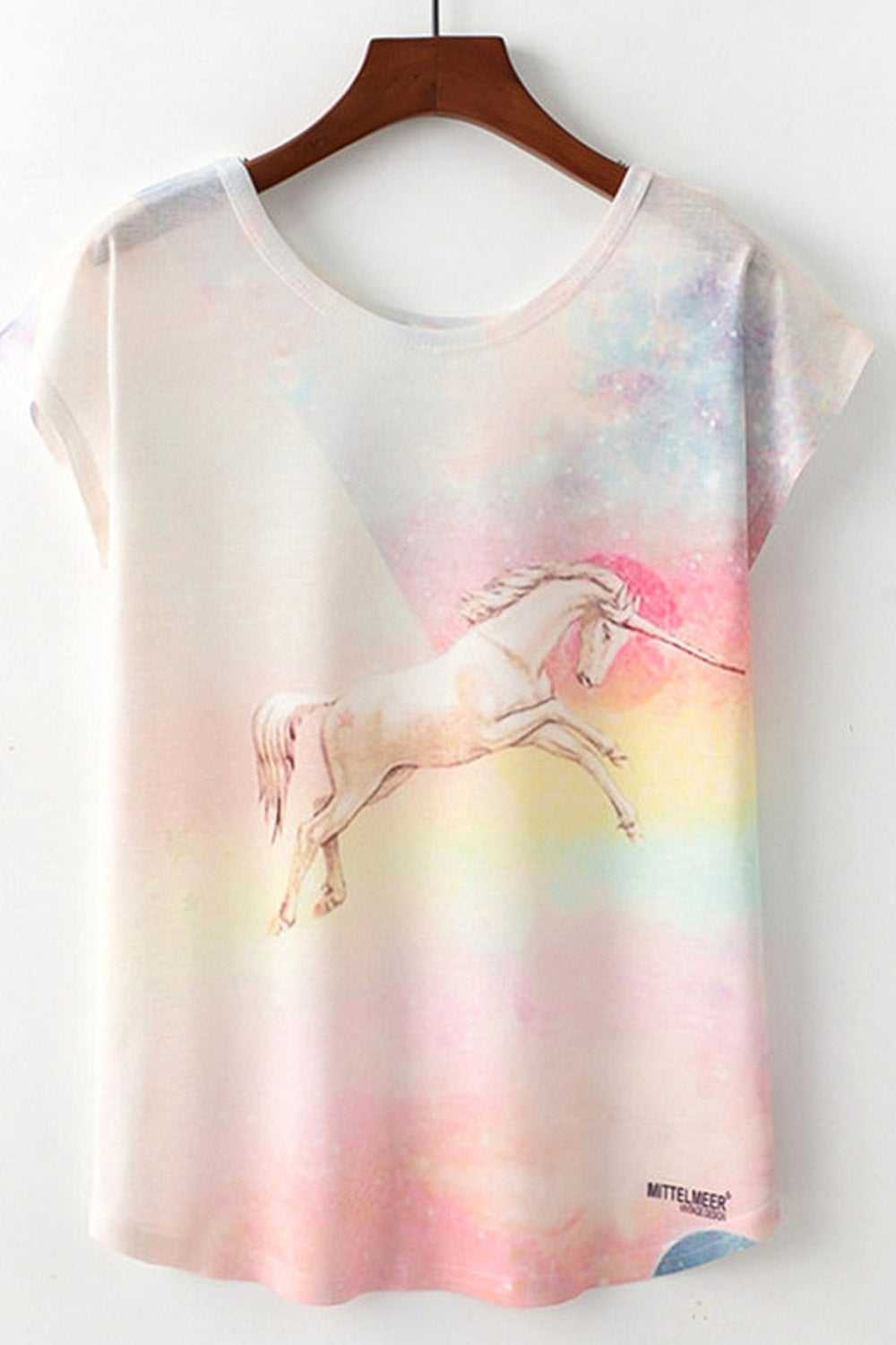 Women Dream Sky Print Loose Casual T-Shirt
