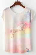 Women Dream Sky Print Loose Casual T-Shirt