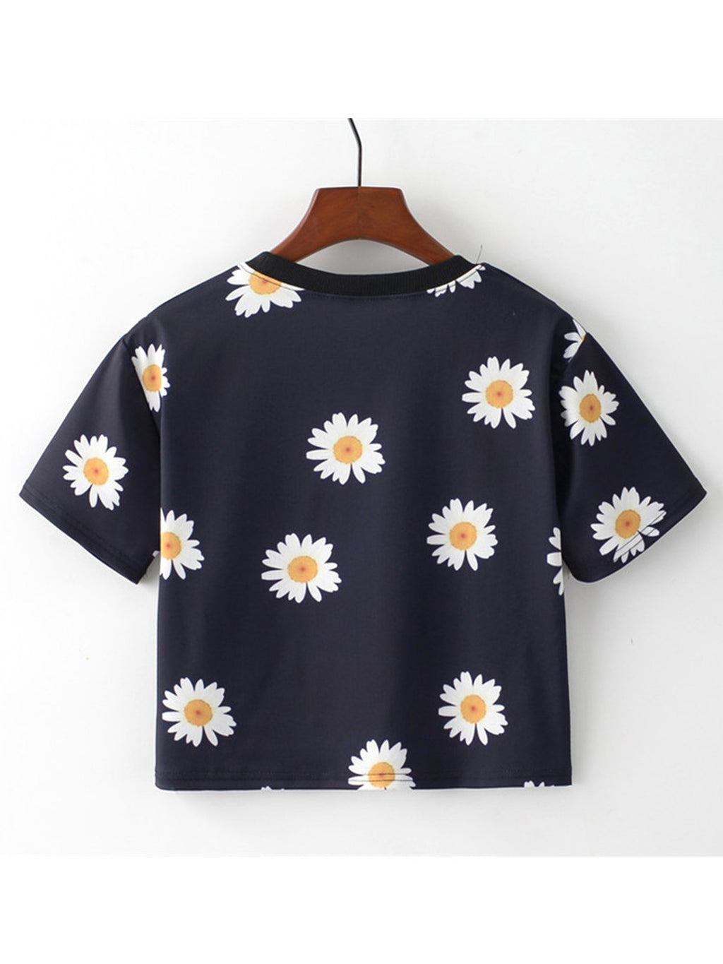 Women Straight Hem Loose Flower Printed T-Shirt