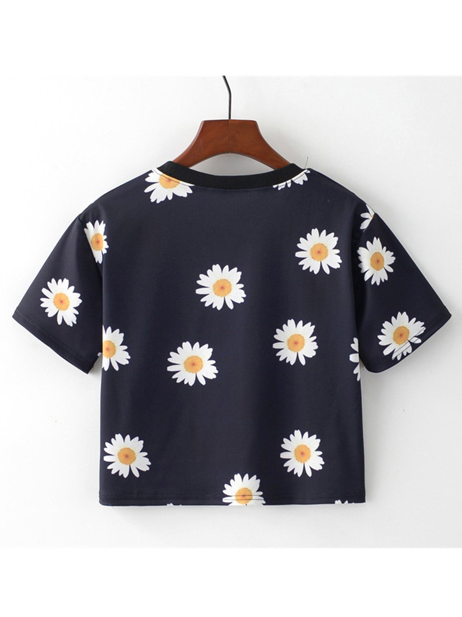Women Straight Hem Loose Flower Printed T-Shirt