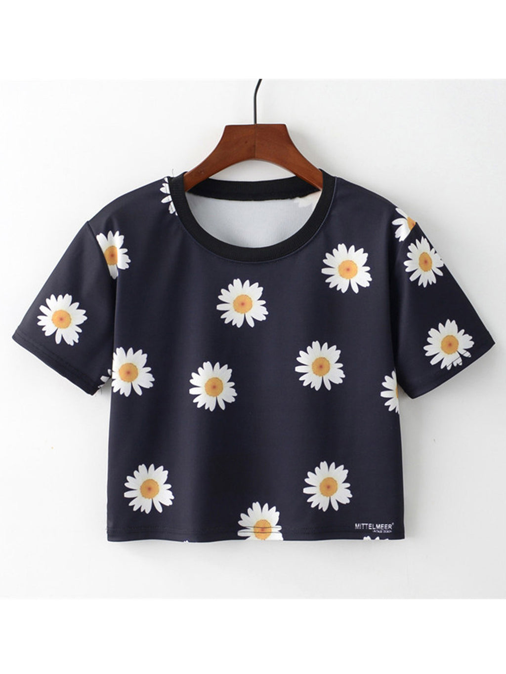 Women Straight Hem Loose Flower Printed T-Shirt