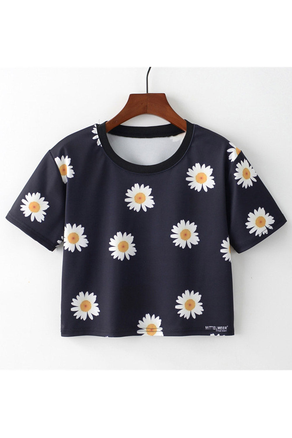 Women Straight Hem Loose Flower Printed T-Shirt