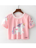 Women Stylish Unicorn Printed Casual Summer T-Shirt