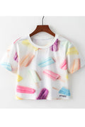 Women Pospicle Printed Round Neck Loose Top