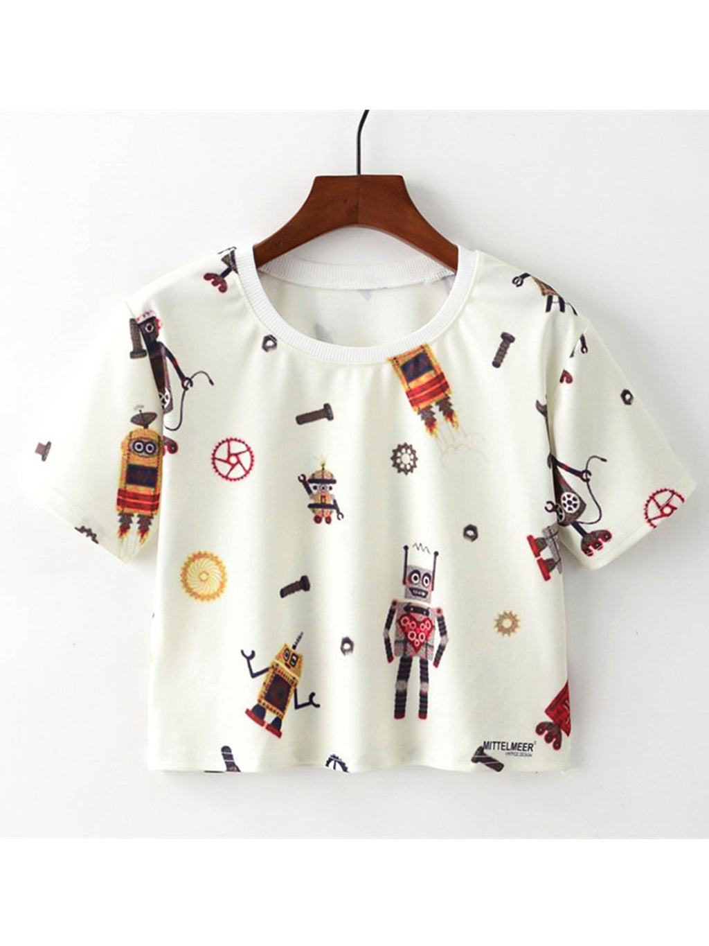 Women Loose Robot Printed Casual Wear Top