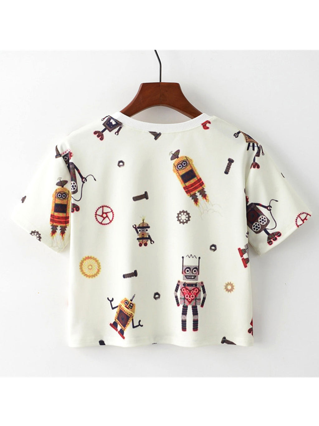 Women Loose Robot Printed Casual Wear Top