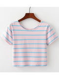 Women Relaxing Striped Pattern Loose Summer Top