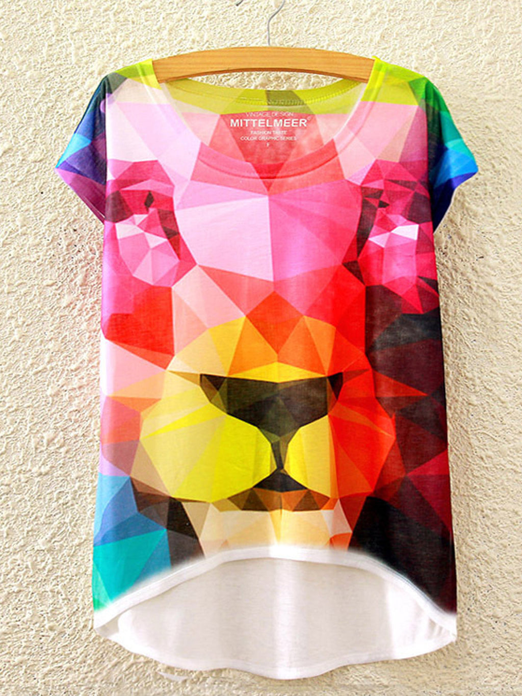 Women Diamond Printed Irregular Fashion T-Shirt