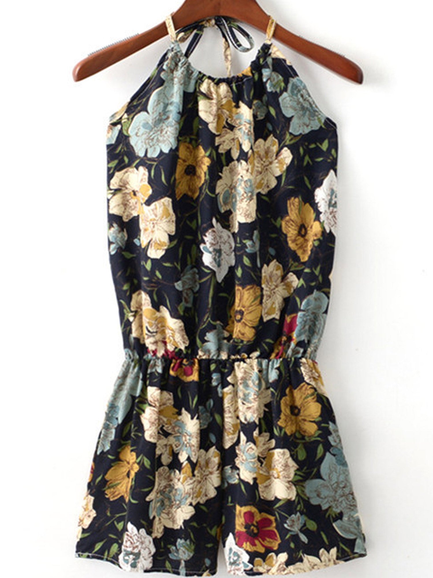 Women Halter Neck Floral Printed Summer Jumpsuit