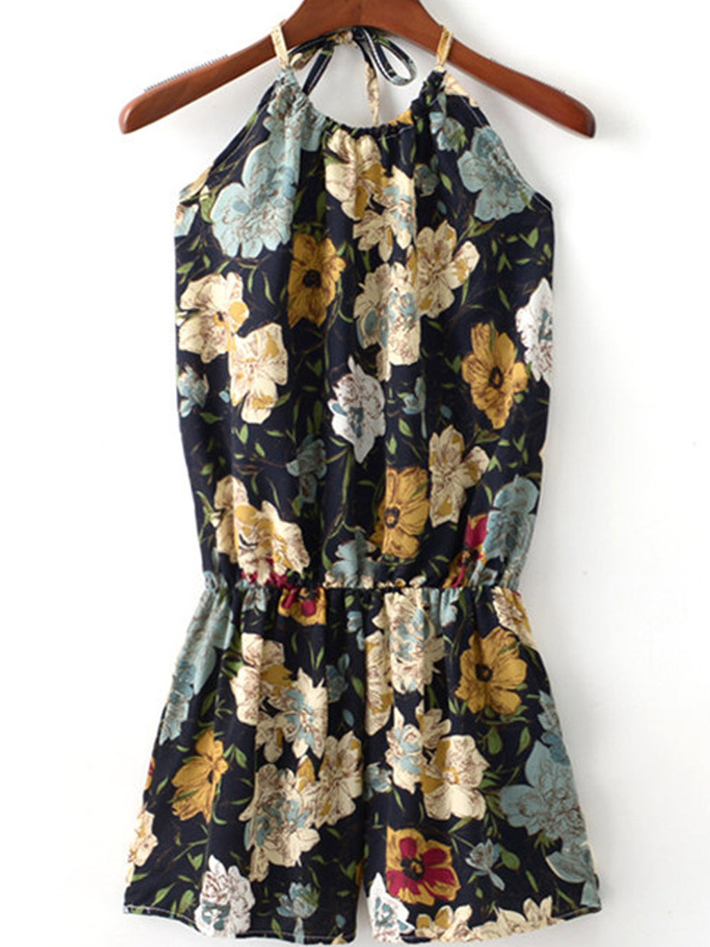 Women Halter Neck Floral Printed Summer Jumpsuit