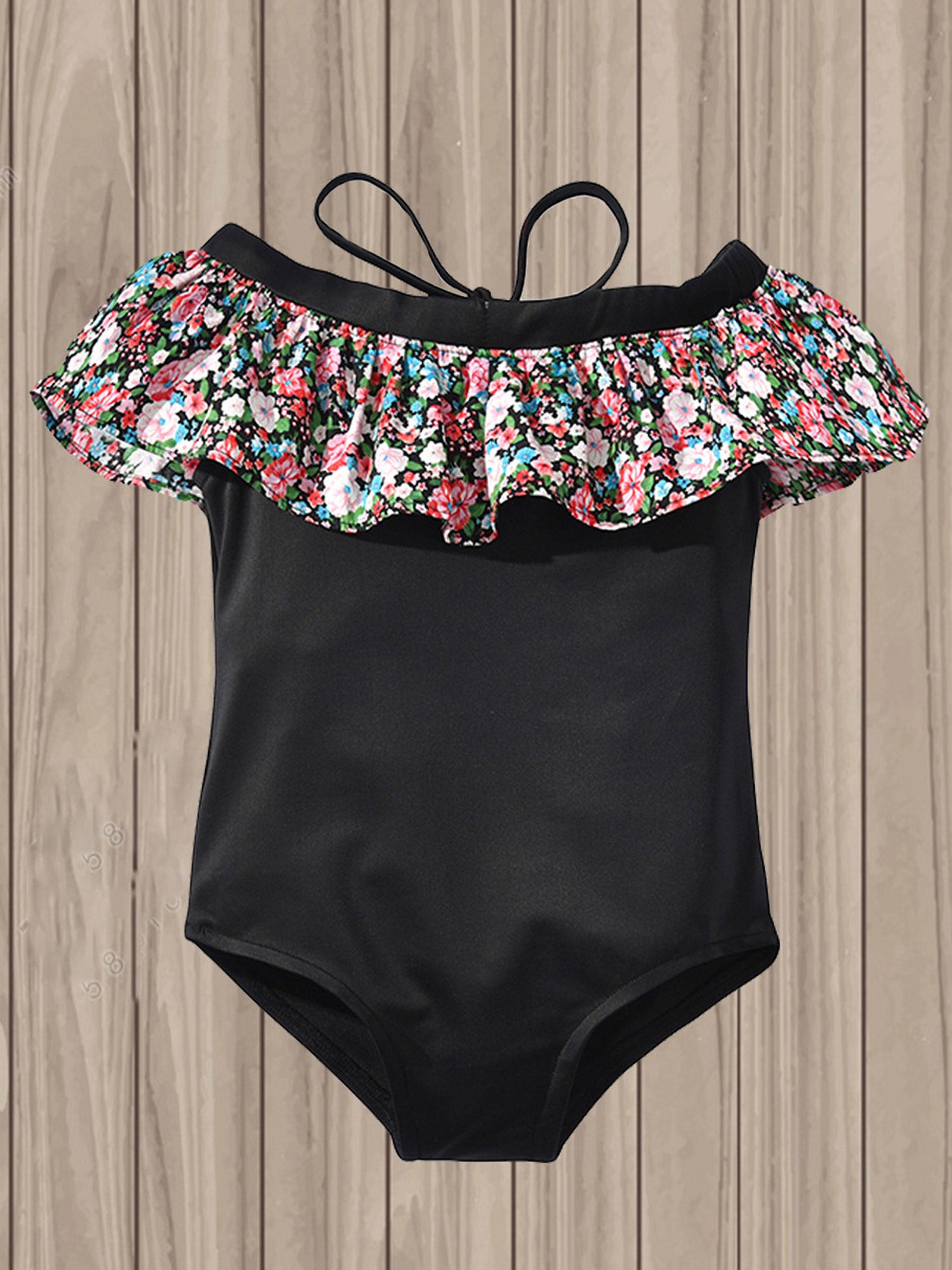 Toddler Girl Printed Neck One Piece Comfortable Swimsuit