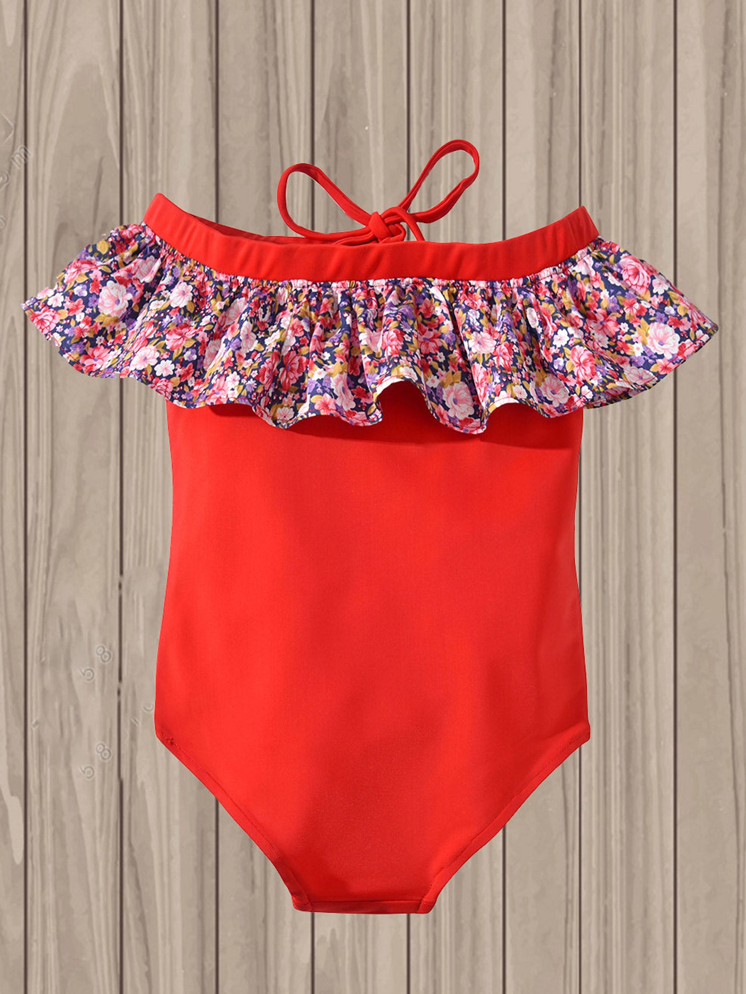 Toddler Girl Printed Neck One Piece Comfortable Swimsuit